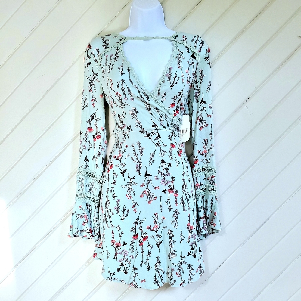 Altar'D STATE Mint Floral Chiffon Dress - Picture 2 of 10